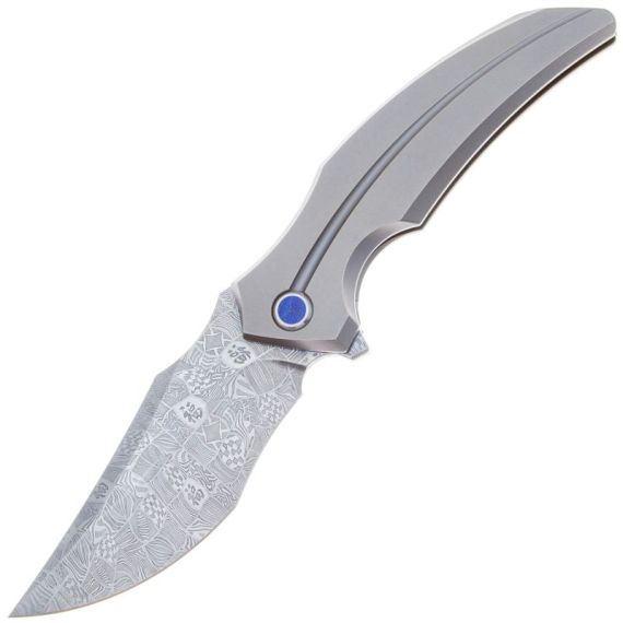 Складной нож Rike Knife S05 сталь Mosaic Damascus, рукоять Titanium/MokuTi