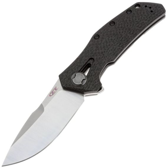 Складной нож ZT 0308 сталь M390 stonewash, рукоять Ti/Carbon Fiber